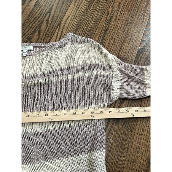 JOIE Women's Taupe/Purple Striped Open-Knit 100% Linen Pullover Sweater Size S - Picture 11 of 11